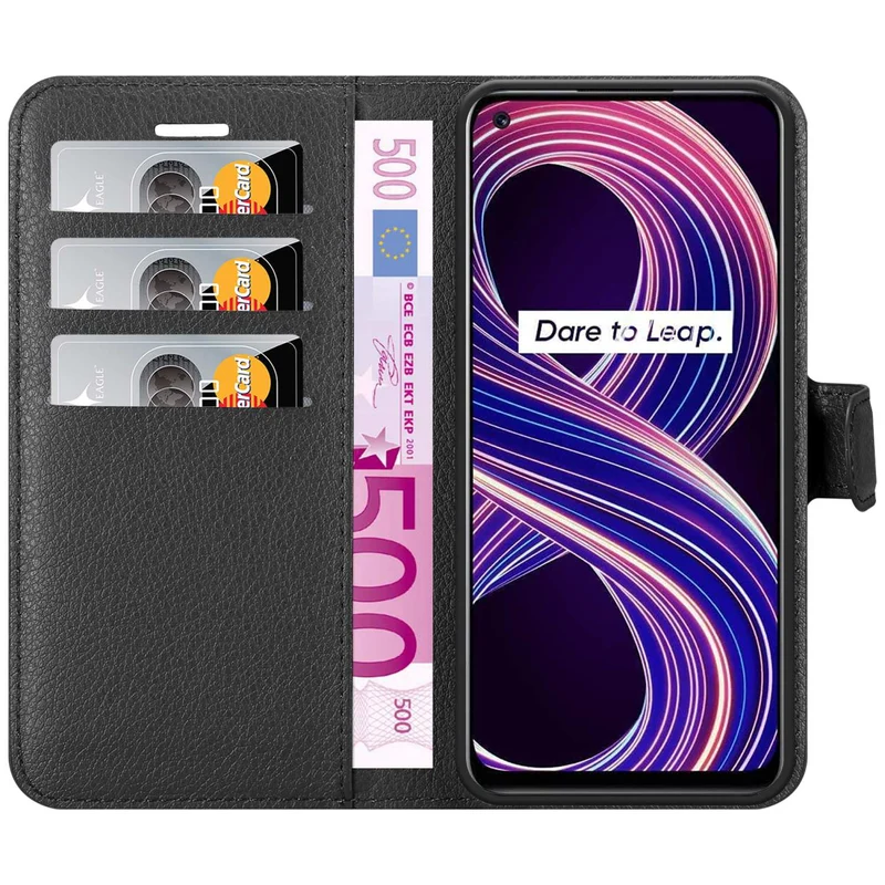Cadorabo Hülle kompatibel mit Realme 8 5G / V13 / Q3 / Q3i / Narzo 30 5G Schutzhülle mit Magnetverschluss, Standfunktion und Kartenfach