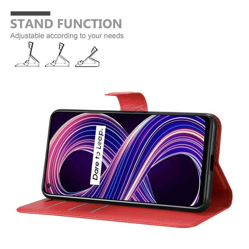 Cadorabo Hülle kompatibel mit Realme 8 5G / V13 / Q3 / Q3i / Narzo 30 5G Schutzhülle mit Magnetverschluss, Standfunktion und Kartenfach