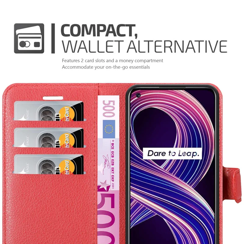 Cadorabo Hülle kompatibel mit Realme 8 5G / V13 / Q3 / Q3i / Narzo 30 5G Schutzhülle mit Magnetverschluss, Standfunktion und Kartenfach