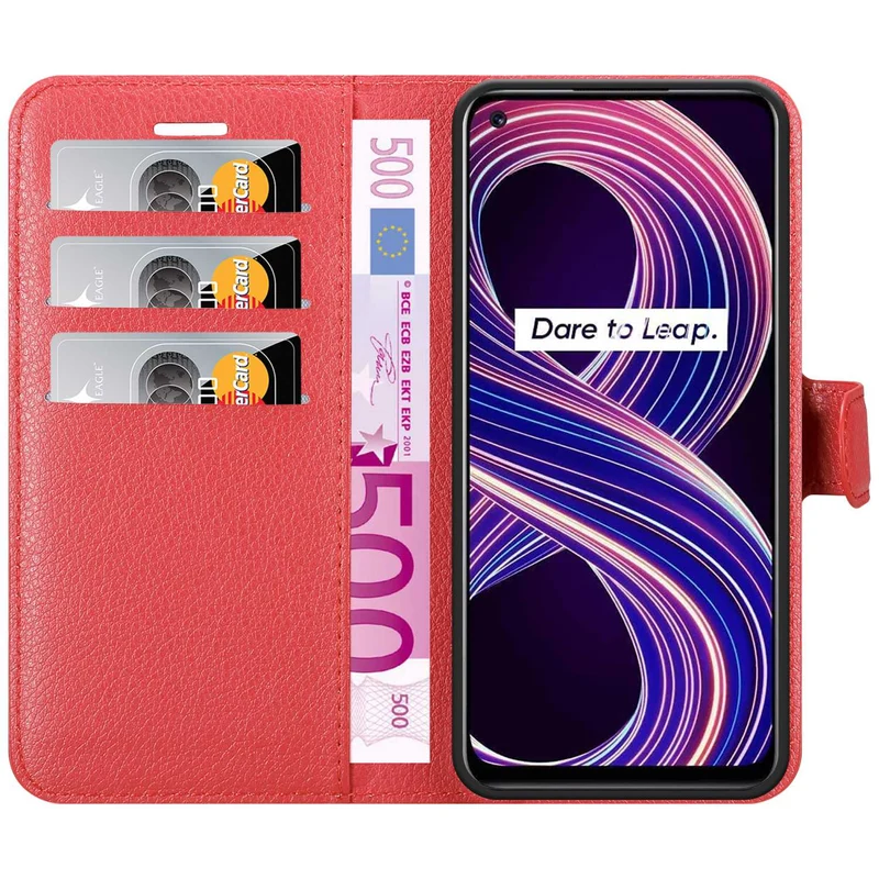 Cadorabo Hülle kompatibel mit Realme 8 5G / V13 / Q3 / Q3i / Narzo 30 5G Schutzhülle mit Magnetverschluss, Standfunktion und Kartenfach