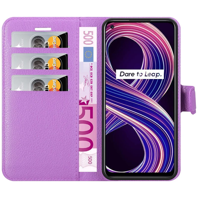 Cadorabo Hülle kompatibel mit Realme 8 5G / V13 / Q3 / Q3i / Narzo 30 5G Schutzhülle mit Magnetverschluss, Standfunktion und Kartenfach