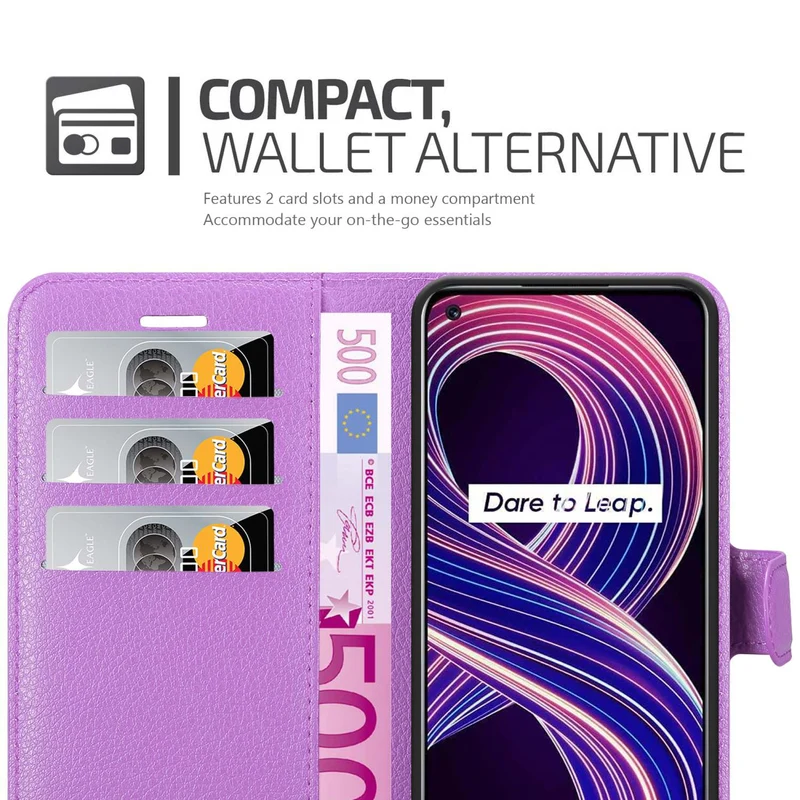 Cadorabo Hülle kompatibel mit Realme 8 5G / V13 / Q3 / Q3i / Narzo 30 5G Schutzhülle mit Magnetverschluss, Standfunktion und Kartenfach