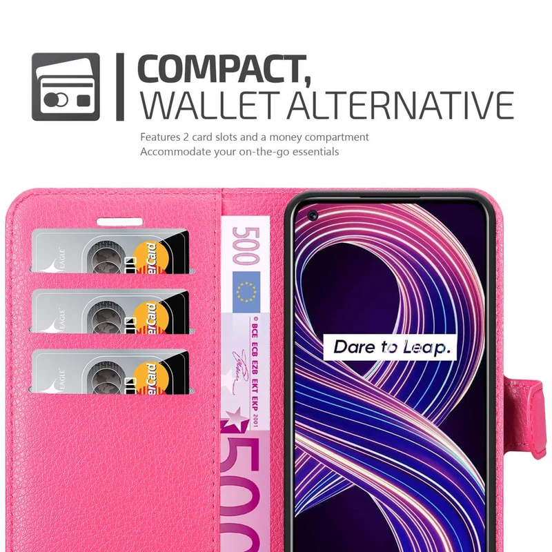 Cadorabo Hülle kompatibel mit Realme 8 5G / V13 / Q3 / Q3i / Narzo 30 5G Schutzhülle mit Magnetverschluss, Standfunktion und Kartenfach