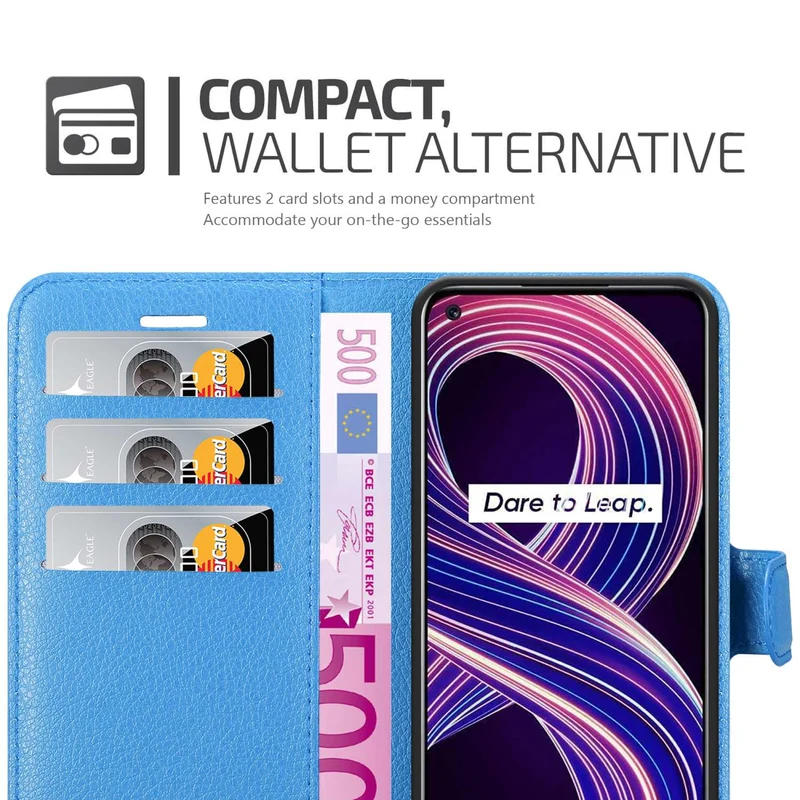 Cadorabo Hülle kompatibel mit Realme 8 5G / V13 / Q3 / Q3i / Narzo 30 5G Schutzhülle mit Magnetverschluss, Standfunktion und Kartenfach