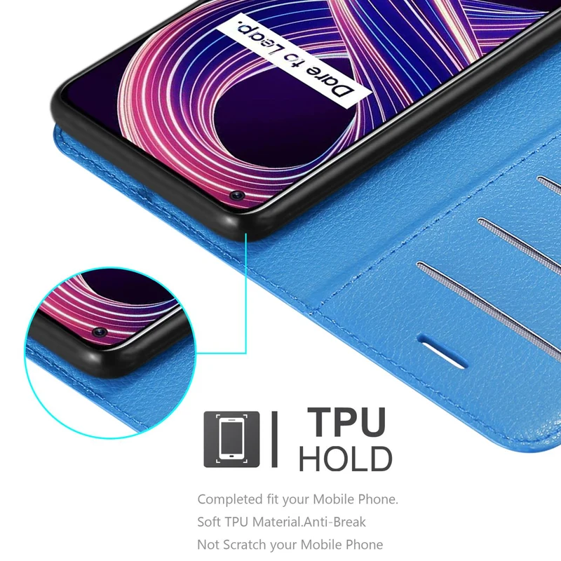 Cadorabo Hülle kompatibel mit Realme 8 5G / V13 / Q3 / Q3i / Narzo 30 5G Schutzhülle mit Magnetverschluss, Standfunktion und Kartenfach