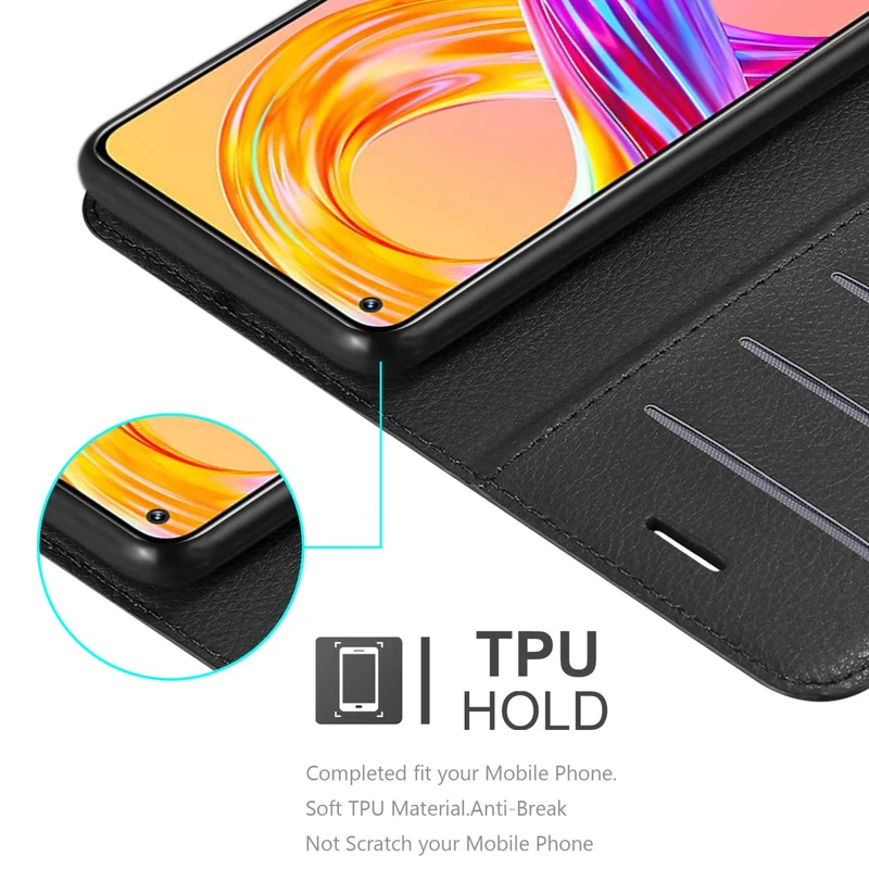 Cadorabo Hülle kompatibel mit Realme 8 4G / 8 PRO Schutzhülle mit Magnetverschluss, Standfunktion und Kartenfach