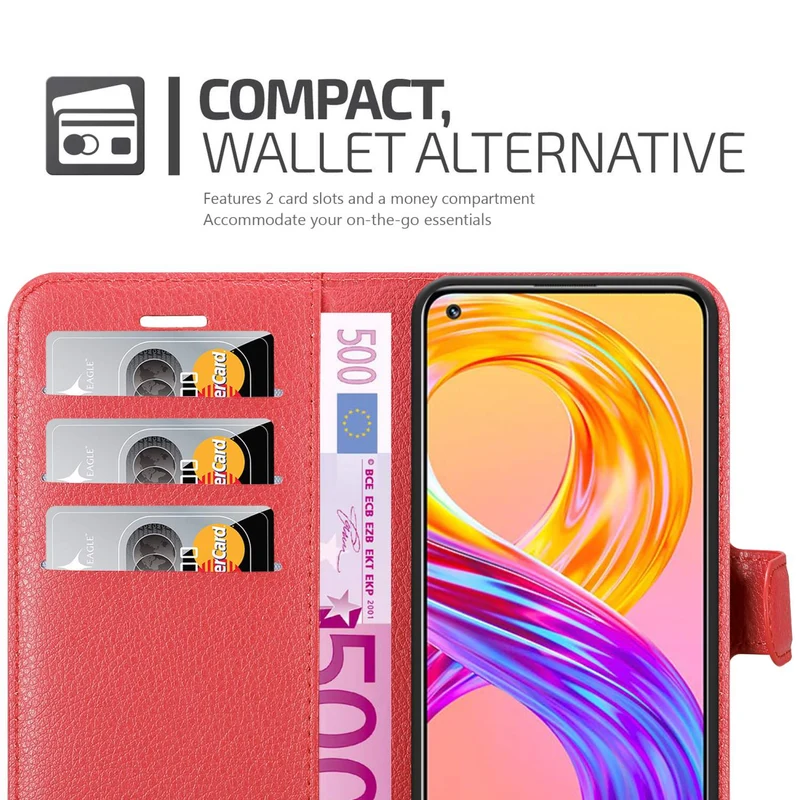 Cadorabo Hülle kompatibel mit Realme 8 4G / 8 PRO Schutzhülle mit Magnetverschluss, Standfunktion und Kartenfach
