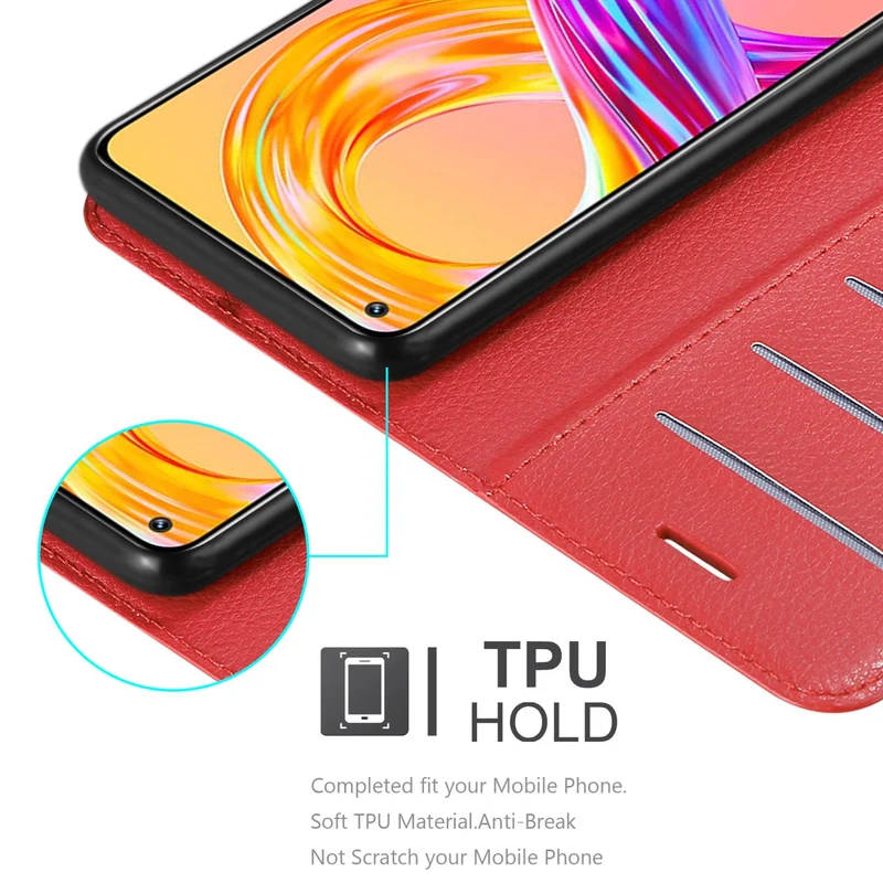 Cadorabo Hülle kompatibel mit Realme 8 4G / 8 PRO Schutzhülle mit Magnetverschluss, Standfunktion und Kartenfach
