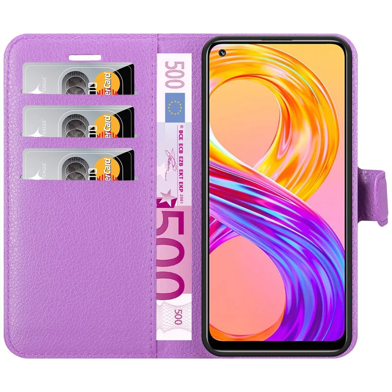 Cadorabo Hülle kompatibel mit Realme 8 4G / 8 PRO Schutzhülle mit Magnetverschluss, Standfunktion und Kartenfach