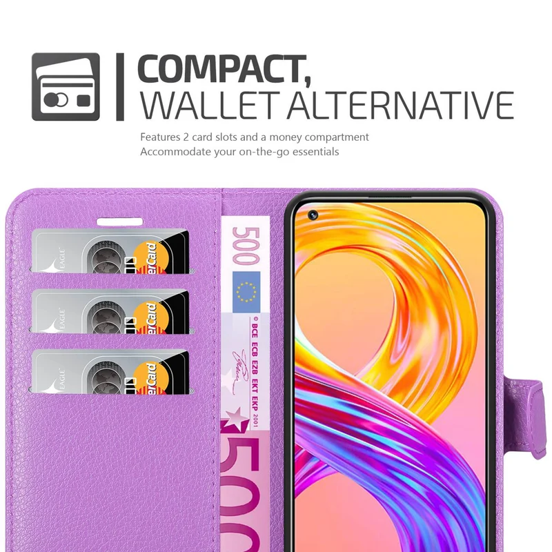 Cadorabo Hülle kompatibel mit Realme 8 4G / 8 PRO Schutzhülle mit Magnetverschluss, Standfunktion und Kartenfach