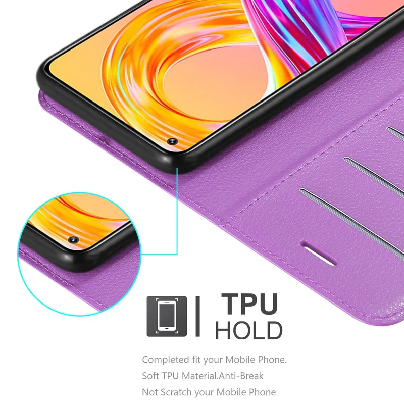 Cadorabo Hülle kompatibel mit Realme 8 4G / 8 PRO Schutzhülle mit Magnetverschluss, Standfunktion und Kartenfach