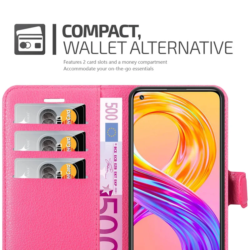 Cadorabo Hülle kompatibel mit Realme 8 4G / 8 PRO Schutzhülle mit Magnetverschluss, Standfunktion und Kartenfach