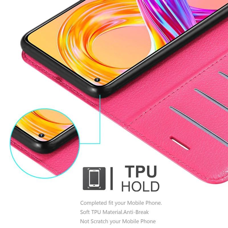 Cadorabo Hülle kompatibel mit Realme 8 4G / 8 PRO Schutzhülle mit Magnetverschluss, Standfunktion und Kartenfach
