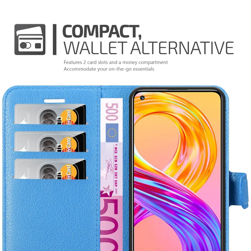Cadorabo Hülle kompatibel mit Realme 8 4G / 8 PRO Schutzhülle mit Magnetverschluss, Standfunktion und Kartenfach