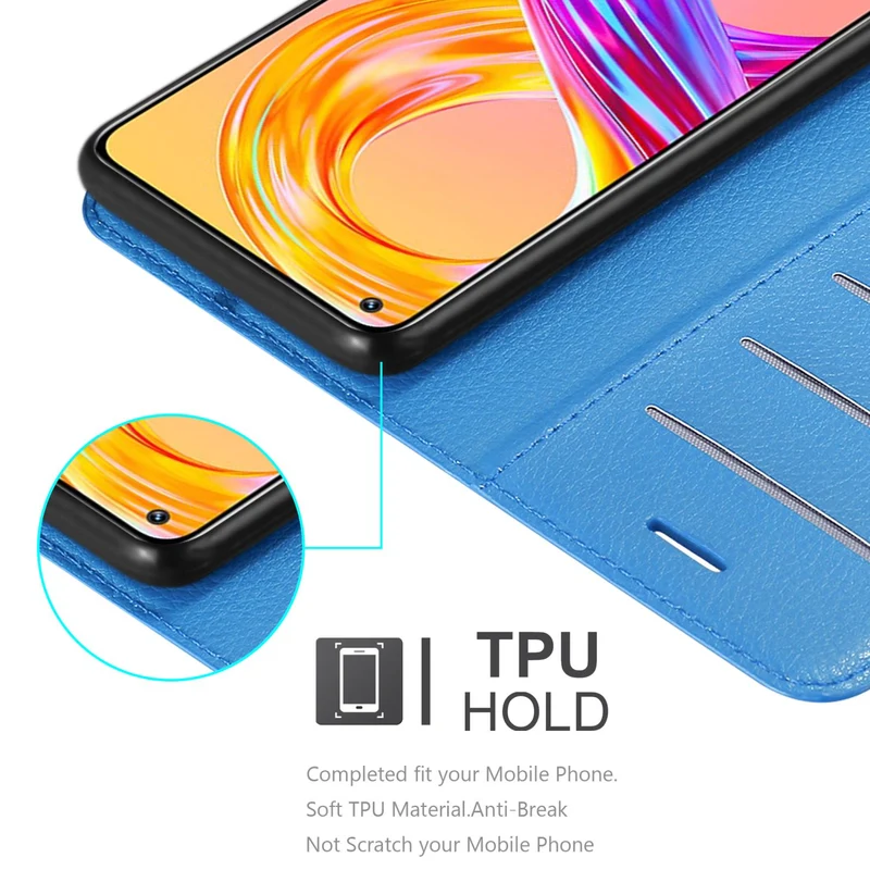 Cadorabo Hülle kompatibel mit Realme 8 4G / 8 PRO Schutzhülle mit Magnetverschluss, Standfunktion und Kartenfach