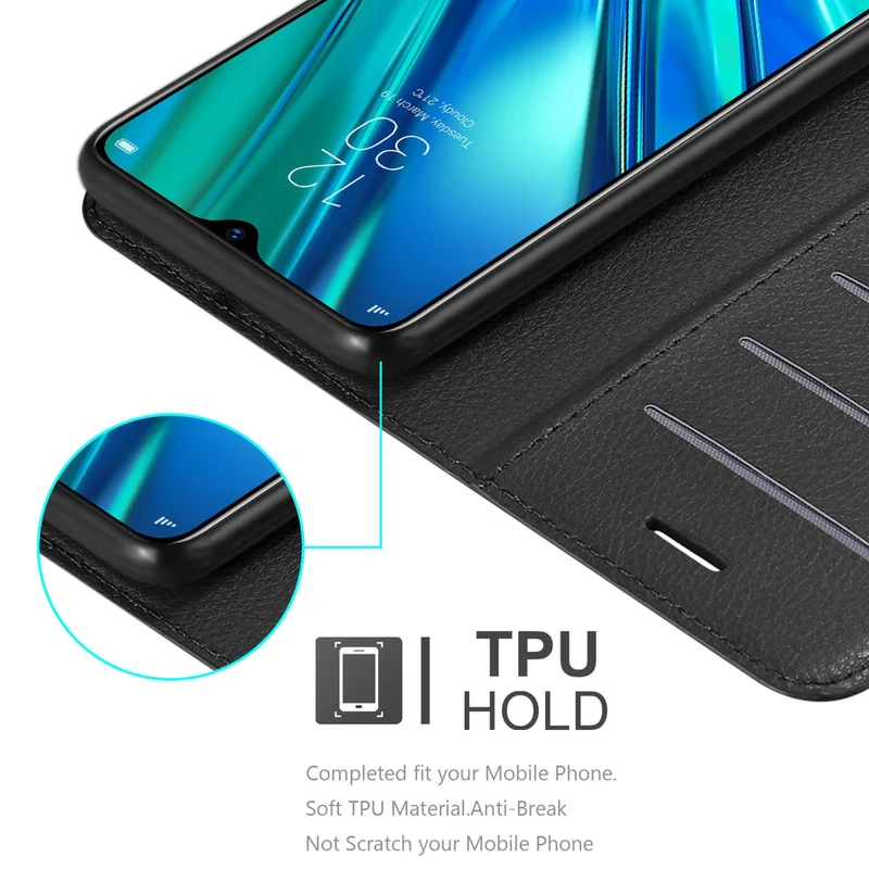 Cadorabo Hülle kompatibel mit Realme 5 PRO / Realme Q Schutzhülle mit Magnetverschluss, Standfunktion und Kartenfach