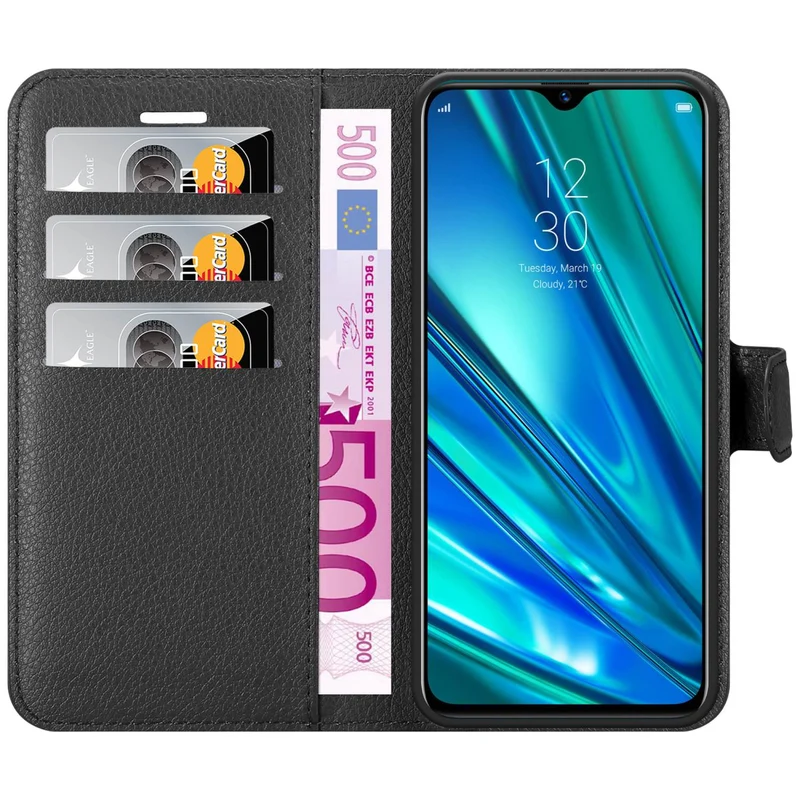 Cadorabo Hülle kompatibel mit Realme 5 PRO / Realme Q Schutzhülle mit Magnetverschluss, Standfunktion und Kartenfach
