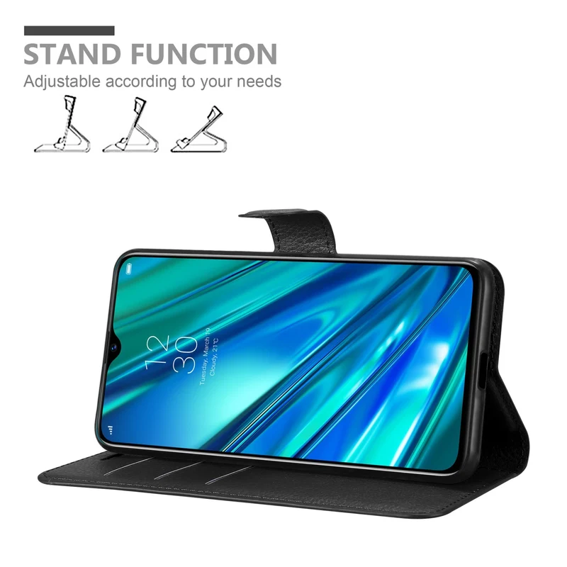 Cadorabo Hülle kompatibel mit Realme 5 PRO / Realme Q Schutzhülle mit Magnetverschluss, Standfunktion und Kartenfach