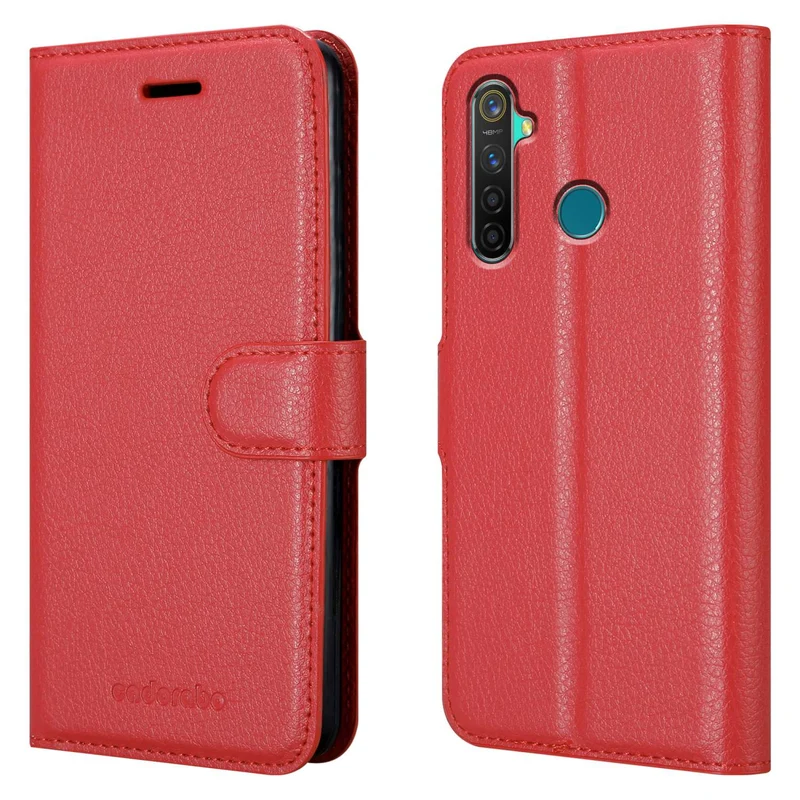 Cadorabo Hülle kompatibel mit Realme 5 PRO / Realme Q Schutzhülle mit Magnetverschluss, Standfunktion und Kartenfach