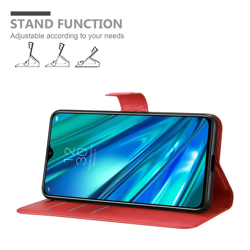 Cadorabo Hülle kompatibel mit Realme 5 PRO / Realme Q Schutzhülle mit Magnetverschluss, Standfunktion und Kartenfach