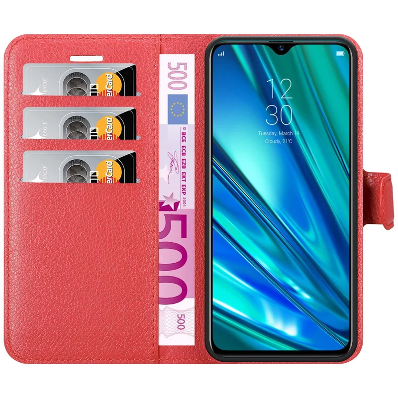 Cadorabo Hülle kompatibel mit Realme 5 PRO / Realme Q Schutzhülle mit Magnetverschluss, Standfunktion und Kartenfach