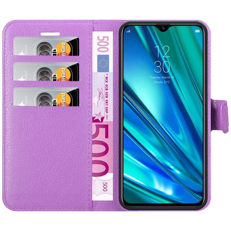 Cadorabo Hülle kompatibel mit Realme 5 PRO / Realme Q Schutzhülle mit Magnetverschluss, Standfunktion und Kartenfach