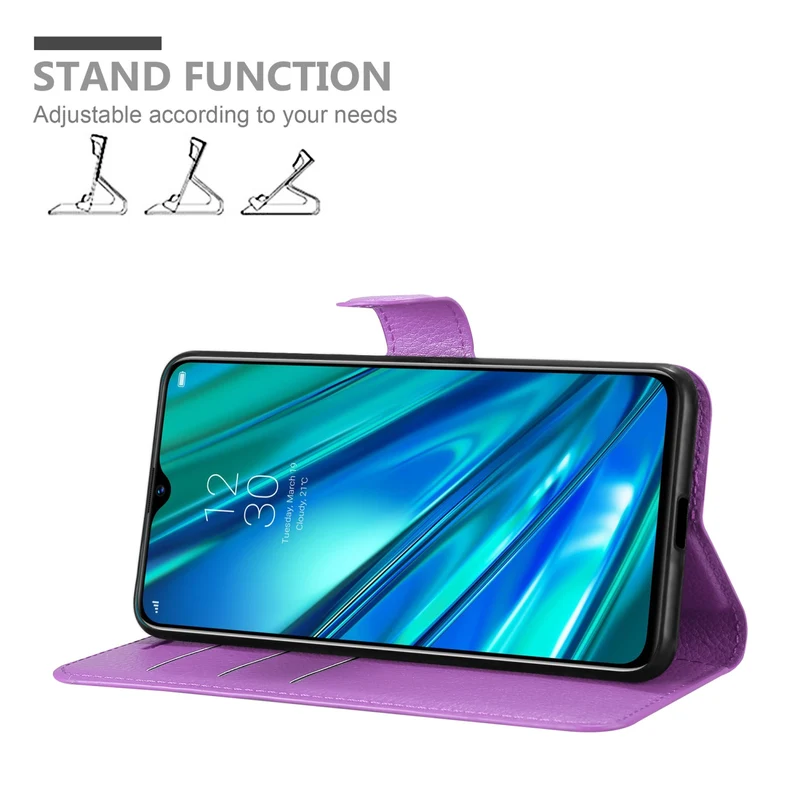 Cadorabo Hülle kompatibel mit Realme 5 PRO / Realme Q Schutzhülle mit Magnetverschluss, Standfunktion und Kartenfach