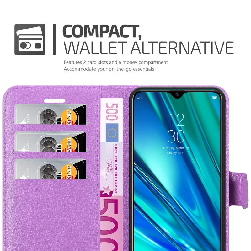 Cadorabo Hülle kompatibel mit Realme 5 PRO / Realme Q Schutzhülle mit Magnetverschluss, Standfunktion und Kartenfach