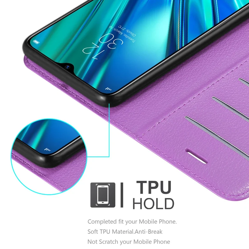 Cadorabo Hülle kompatibel mit Realme 5 PRO / Realme Q Schutzhülle mit Magnetverschluss, Standfunktion und Kartenfach
