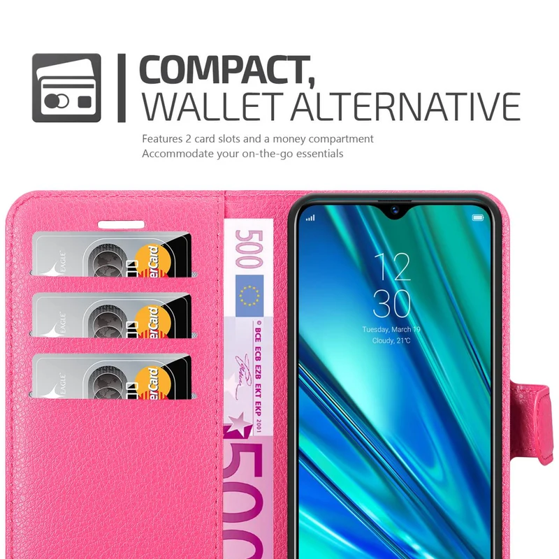 Cadorabo Hülle kompatibel mit Realme 5 PRO / Realme Q Schutzhülle mit Magnetverschluss, Standfunktion und Kartenfach