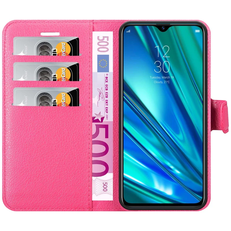 Cadorabo Hülle kompatibel mit Realme 5 PRO / Realme Q Schutzhülle mit Magnetverschluss, Standfunktion und Kartenfach