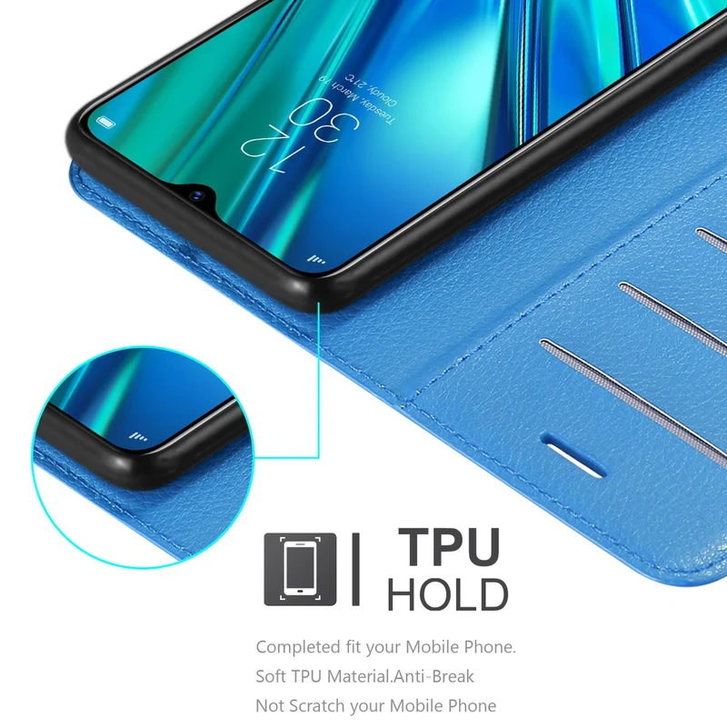 Cadorabo Hülle kompatibel mit Realme 5 PRO / Realme Q Schutzhülle mit Magnetverschluss, Standfunktion und Kartenfach