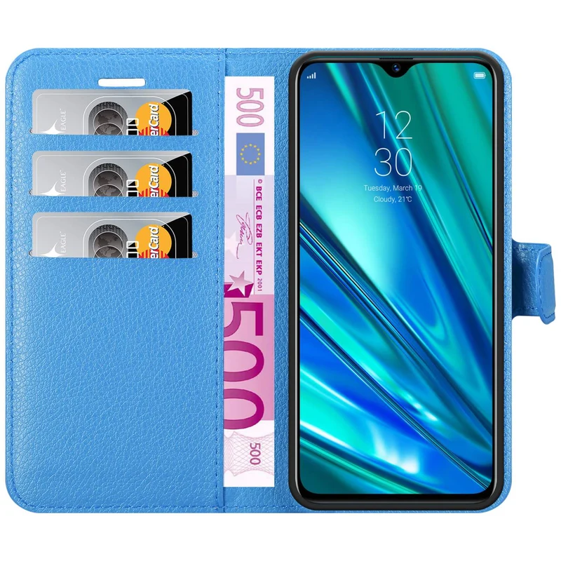 Cadorabo Hülle kompatibel mit Realme 5 PRO / Realme Q Schutzhülle mit Magnetverschluss, Standfunktion und Kartenfach