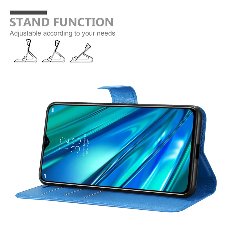 Cadorabo Hülle kompatibel mit Realme 5 PRO / Realme Q Schutzhülle mit Magnetverschluss, Standfunktion und Kartenfach