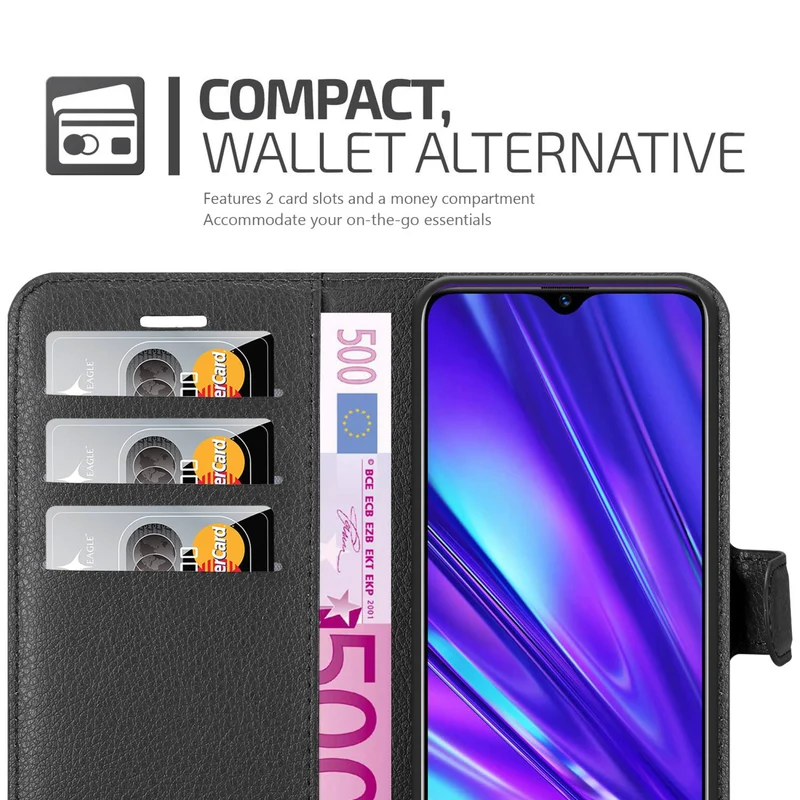 Cadorabo Hülle kompatibel mit Realme 5 / 5i / 6i / C3 Schutzhülle mit Magnetverschluss, Standfunktion und Kartenfach
