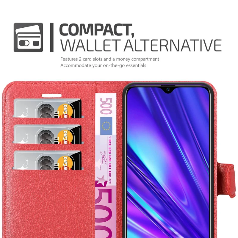 Cadorabo Hülle kompatibel mit Realme 5 / 5i / 6i / C3 Schutzhülle mit Magnetverschluss, Standfunktion und Kartenfach