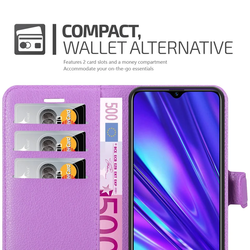 Cadorabo Hülle kompatibel mit Realme 5 / 5i / 6i / C3 Schutzhülle mit Magnetverschluss, Standfunktion und Kartenfach