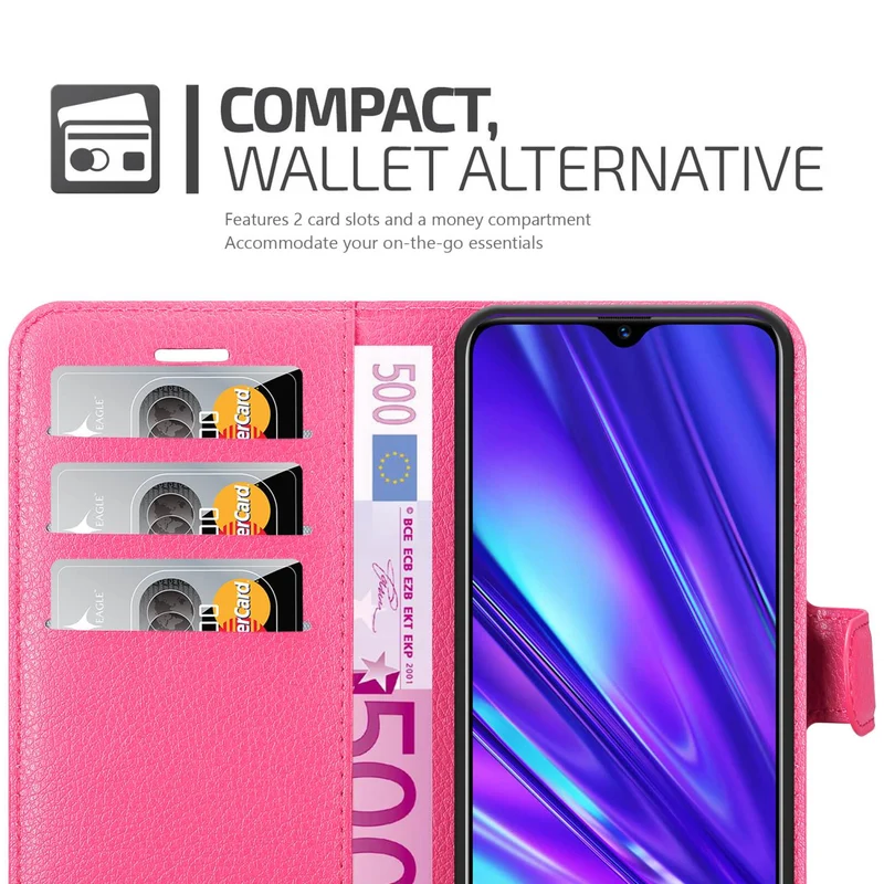Cadorabo Hülle kompatibel mit Realme 5 / 5i / 6i / C3 Schutzhülle mit Magnetverschluss, Standfunktion und Kartenfach