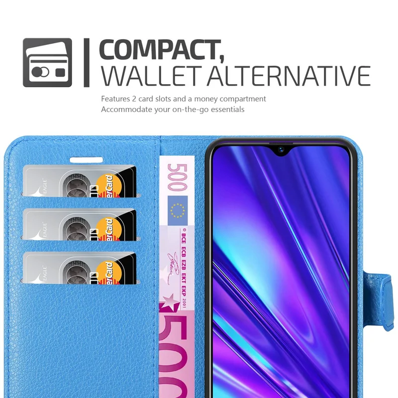 Cadorabo Hülle kompatibel mit Realme 5 / 5i / 6i / C3 Schutzhülle mit Magnetverschluss, Standfunktion und Kartenfach