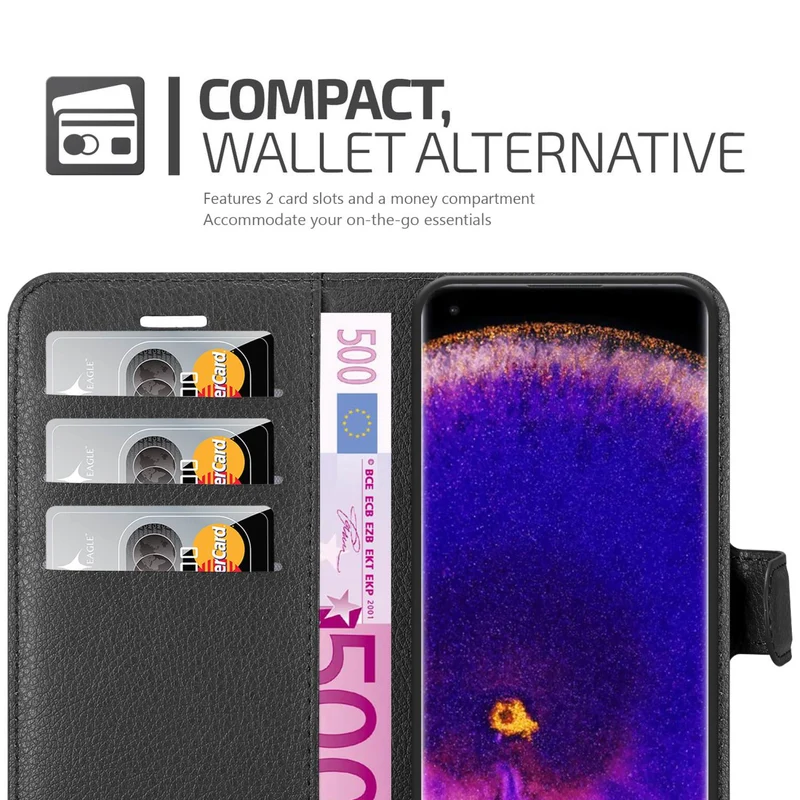 Cadorabo Hülle kompatibel mit Oppo FIND X5 PRO Schutzhülle mit Magnetverschluss, Standfunktion und Kartenfach
