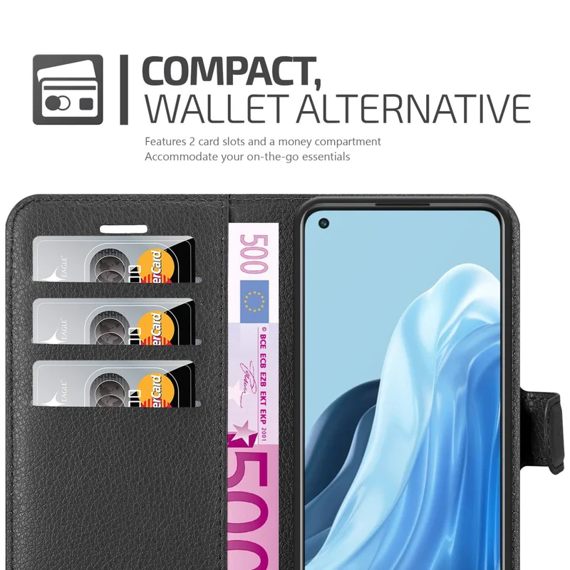 Cadorabo Hülle kompatibel mit Oppo FIND X5 LITE / Reno7 5G Schutzhülle mit Magnetverschluss, Standfunktion und Kartenfach