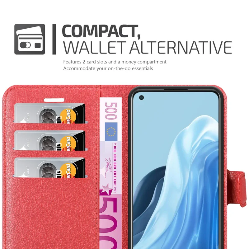 Cadorabo Hülle kompatibel mit Oppo FIND X5 LITE / Reno7 5G Schutzhülle mit Magnetverschluss, Standfunktion und Kartenfach
