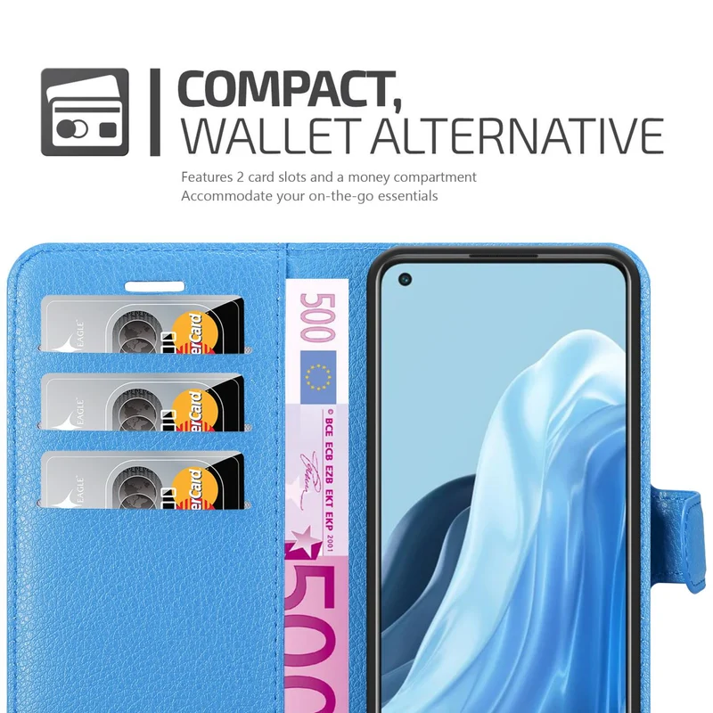 Cadorabo Hülle kompatibel mit Oppo FIND X5 LITE / Reno7 5G Schutzhülle mit Magnetverschluss, Standfunktion und Kartenfach