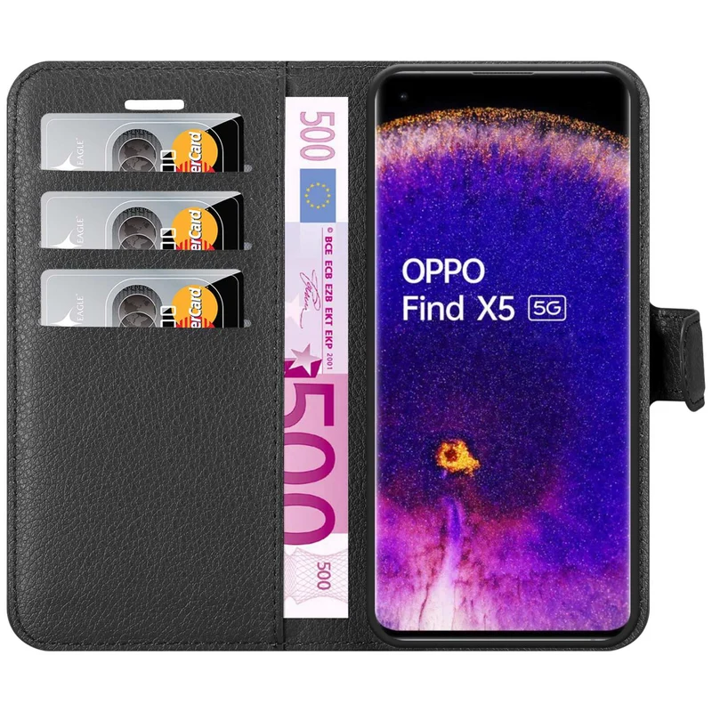 Cadorabo Hülle kompatibel mit Oppo FIND X5 Schutzhülle mit Magnetverschluss, Standfunktion und Kartenfach