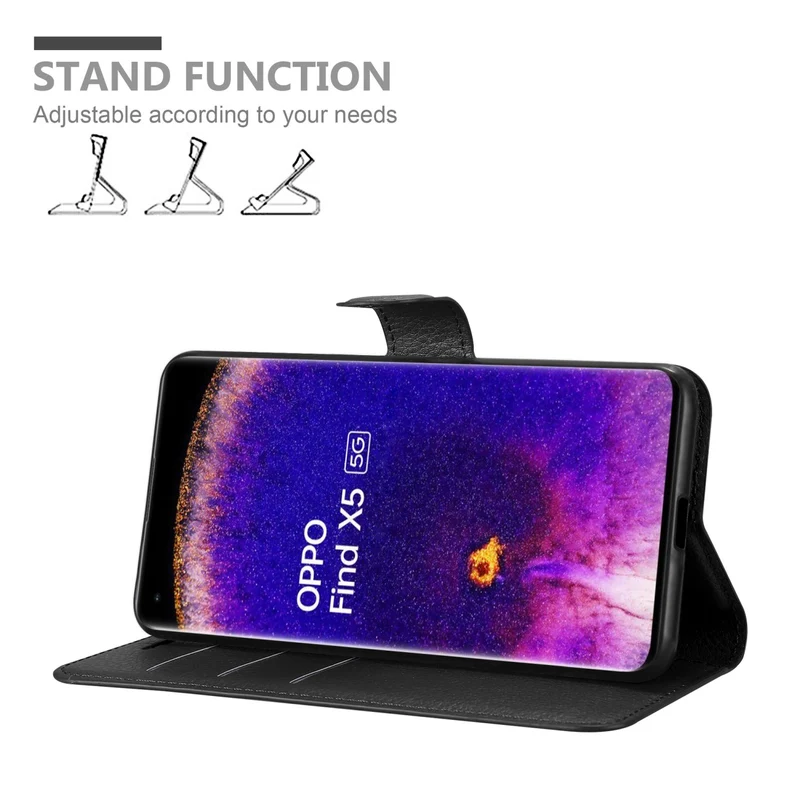 Cadorabo Hülle kompatibel mit Oppo FIND X5 Schutzhülle mit Magnetverschluss, Standfunktion und Kartenfach