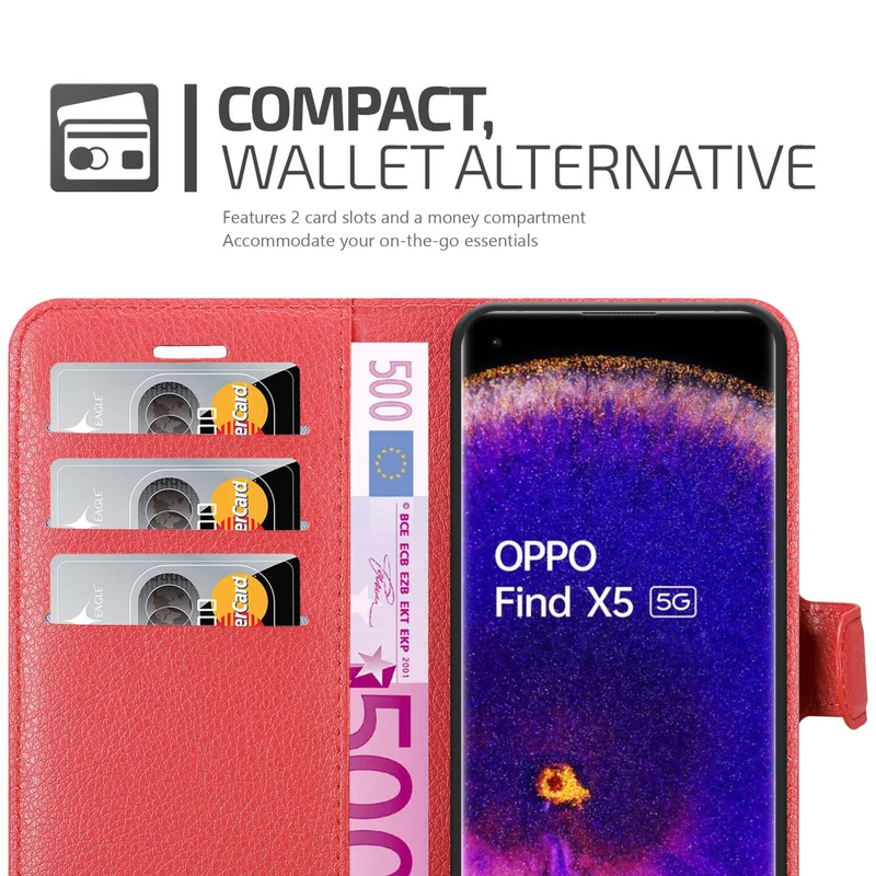 Cadorabo Hülle kompatibel mit Oppo FIND X5 Schutzhülle mit Magnetverschluss, Standfunktion und Kartenfach