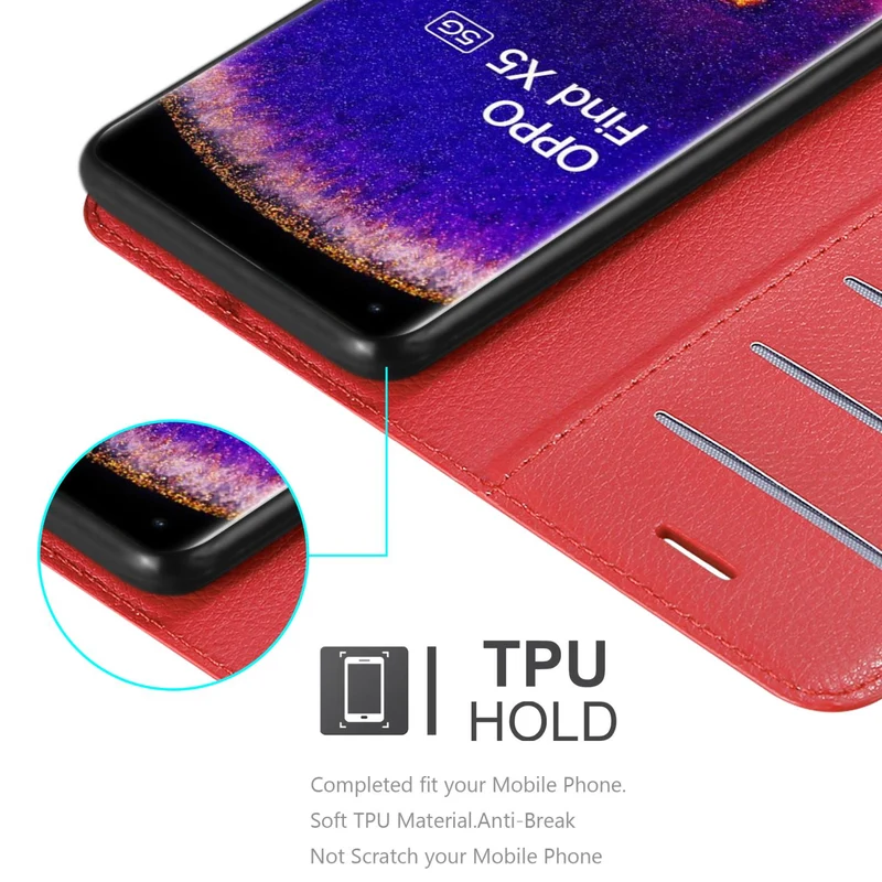 Cadorabo Hülle kompatibel mit Oppo FIND X5 Schutzhülle mit Magnetverschluss, Standfunktion und Kartenfach
