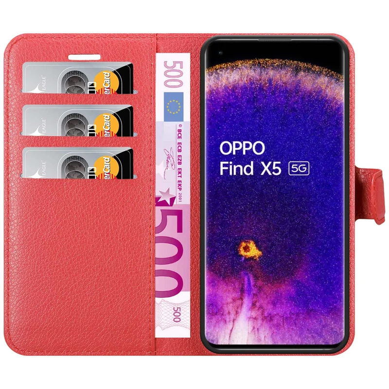 Cadorabo Hülle kompatibel mit Oppo FIND X5 Schutzhülle mit Magnetverschluss, Standfunktion und Kartenfach