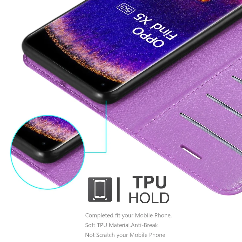 Cadorabo Hülle kompatibel mit Oppo FIND X5 Schutzhülle mit Magnetverschluss, Standfunktion und Kartenfach