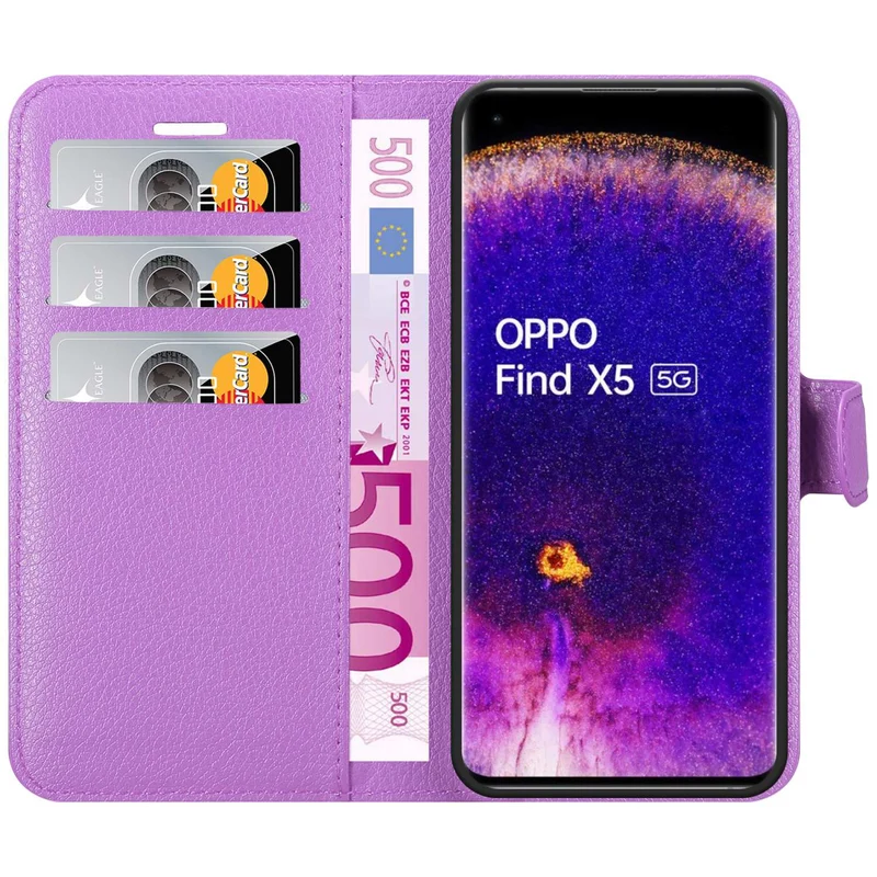 Cadorabo Hülle kompatibel mit Oppo FIND X5 Schutzhülle mit Magnetverschluss, Standfunktion und Kartenfach